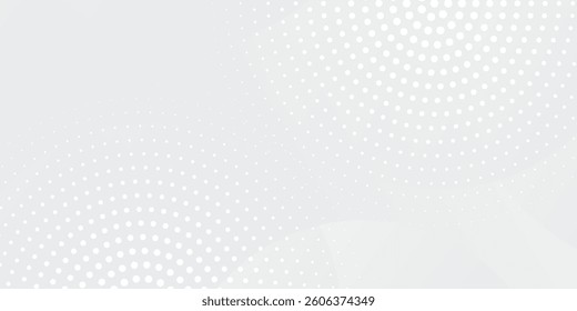 Abstract background with circles and halftone dots pattern. Grey and white backdrop. vector