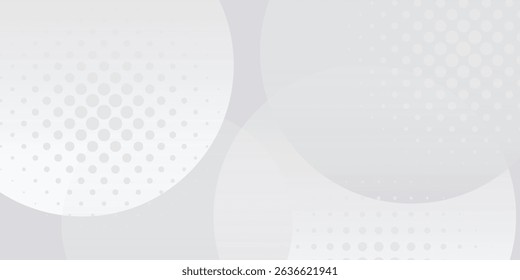 Abstract background with circles and halftone dots pattern. Grey and white backdrop art