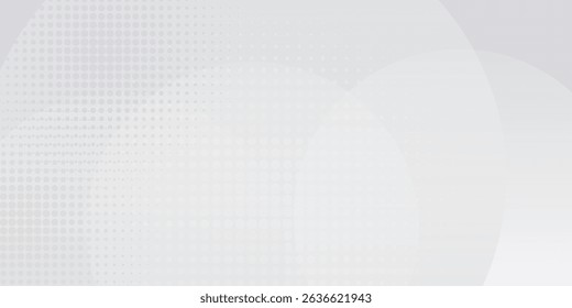 Abstract background with circles and halftone dots pattern. Grey and white backdrop art