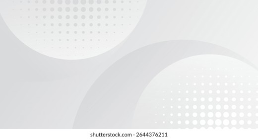 Abstract background with circles and halftone dots pattern. Grey and white backdrop
