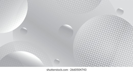 Fondo Abstractas con círculos y patrón de puntos de semitono. Fondo gris y blanco