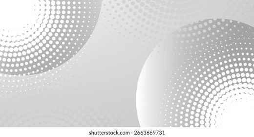 Fondo Abstractas con círculos y patrón de puntos de semitono. Fondo gris y blanco. Vector de fondo