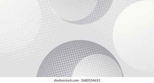 Fondo Abstractas con círculos y patrón de puntos de semitono. Gradiente gris y blanco