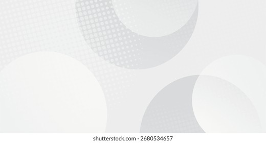 Abstract background with circles and halftone dots pattern. Grey and white gradient