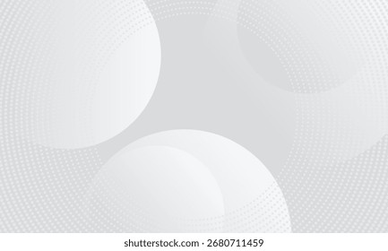 Abstract background with circles and halftone dots pattern. Grey and white backdrop. vector eps10