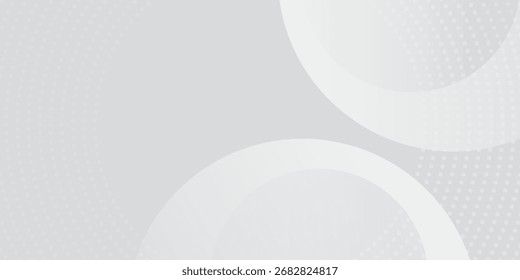 Abstract background with circles and halftone dots pattern. Grey and white backdrop
