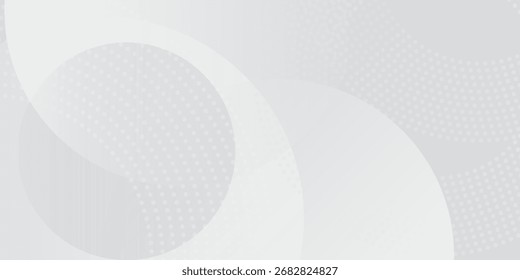 Abstrakter Hintergrund mit Kreisen und Rasterpunkten. Grauweiße Kulisse