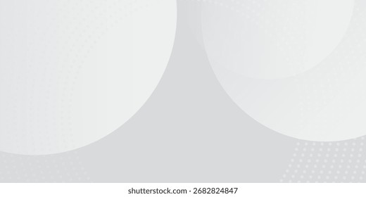 Abstract background with circles and halftone dots pattern. Grey and white backdrop