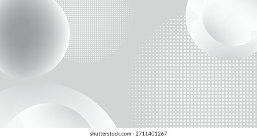 Fondo Abstractas con círculos y patrón de puntos de semitono. Fondo gris y blanco
