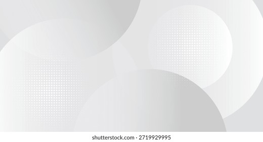 Fondo Abstractas con círculos y patrón de puntos de semitono. Fondo gris y blanco. Vector