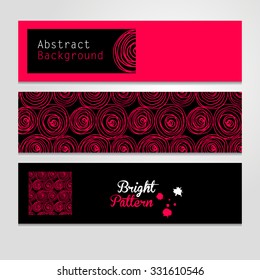 Abstract background of circles. Hand drawn vector pattern for design of posters, greeting cards, banners, textiles, cafe menu, wrapping, invitations. Black, white and red.