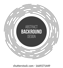 Abstract background of circles, lines in circle form, rounded lines. Cover, card, flyer, poster, brochure design. Creative design elements. Vector monochrome illustration.