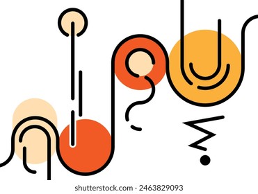 abstract background with circles and lines with a combination of three colors. cartoon elements