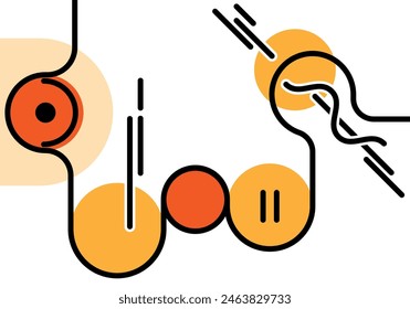 abstract background with circles and lines with a combination of three colors. cartoon elements