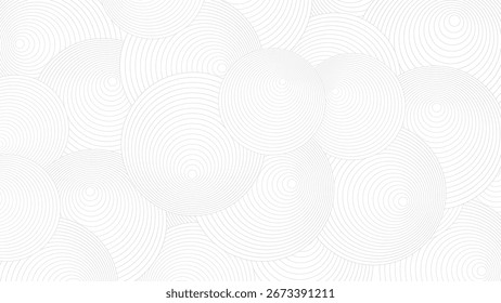 Fondo abstracto con círculos y líneas en colores grises y blancos