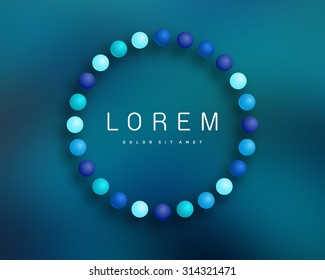 Abstract background of circles on a blue background. Business vector circular composition. Idea for round logo. 
