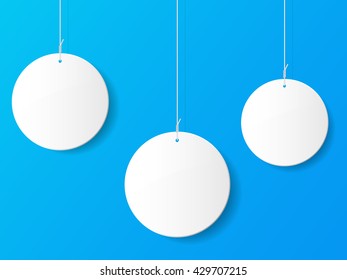 Abstract background with circles on ropes. Vector illustration.