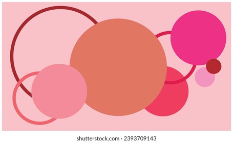 Abstract background with circles in pink and orange colors. Vector illustration.