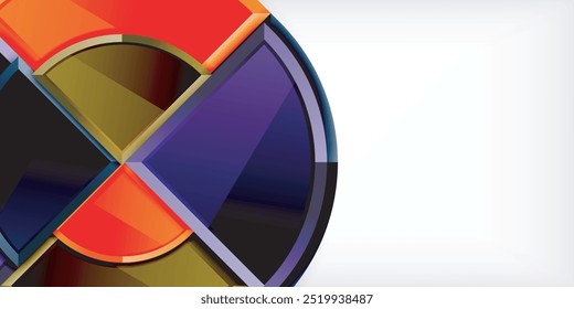 Abstract background - circles and round triangles with 3d effect. Vector Illustration For Wallpaper, Banner, Background, Card, Book Illustration, landing page