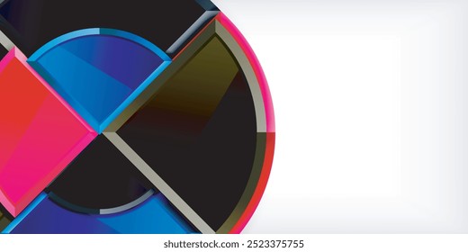 Abstract background - circles and round triangles with 3d effect. Vector Illustration For Wallpaper, Banner, Background, Card, Book Illustration, landing page
