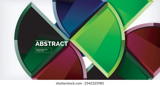 Fundo abstrato - círculos e triângulos redondos com efeito 3d. Ilustração vetorial para papel de parede, banner, plano de fundo, cartão, ilustração de livro, página inicial