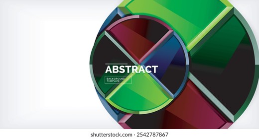 Fundo abstrato - círculos e triângulos redondos com efeito 3d. Ilustração vetorial para papel de parede, banner, plano de fundo, cartão, ilustração de livro, página inicial