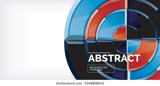 Abstract background - circles and round triangles with 3d effect. Vector Illustration For Wallpaper, Banner, Background, Card, Book Illustration, landing page