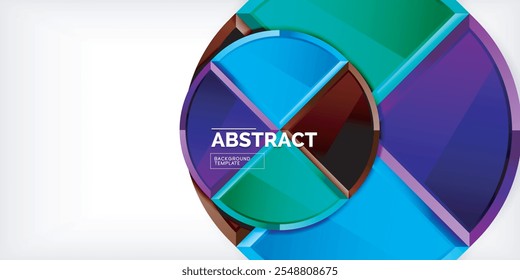 Fundo abstrato - círculos e triângulos redondos com efeito 3d. Ilustração vetorial para papel de parede, banner, plano de fundo, cartão, ilustração de livro, página inicial