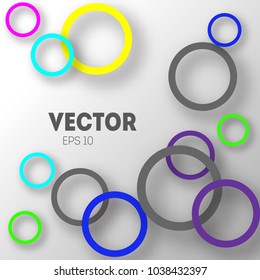 Abstract background of circles with shadows for product design. Modern design. Suitable for registration of a banner, cover of a notebook, a book, your website. Vector illustration.