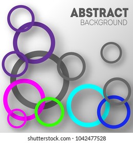Abstract background of circles with shadows for product design. Modern design. Suitable for registration of a banner, cover of a notebook, a book, your website. Vector illustration.