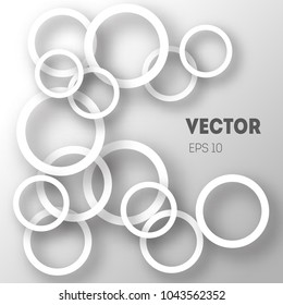 Abstract background of circles with shadows for product design. Modern design. Suitable for registration of a banner, cover of a notebook, a book, your website. Vector illustration.