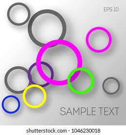 Abstract background of circles with shadows for product design. Modern design. Suitable for registration of a banner, cover of a notebook, a book, your website. Vector illustration.