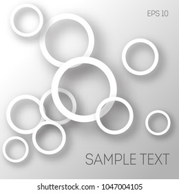 Abstract background of circles with shadows for product design. Modern design. Suitable for registration of a banner, cover of a notebook, a book, your website. Vector illustration.