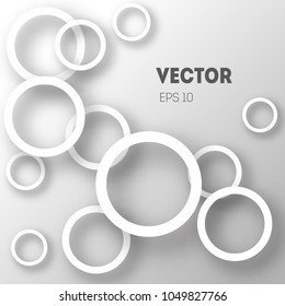Abstract background of circles with shadows for product design. Modern design. Suitable for registration of a banner, cover of a notebook, a book, your website. Vector illustration.