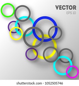 Abstract background of circles with shadows for product design. Modern design. Suitable for registration of a banner, cover of a notebook, a book, your website. Vector illustration.