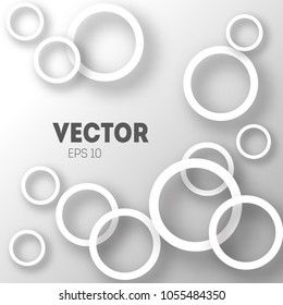 Abstract background of circles with shadows for product design. Modern design. Suitable for registration of a banner, cover of a notebook, a book, your website. Vector illustration.