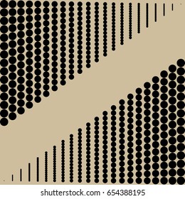 Abstract background from circles. Vector halftone dots. Black dots on a beige background. For design, fabrics, labels, business cards.
