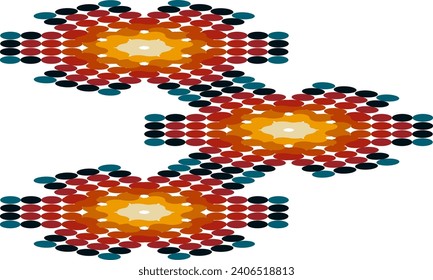 abstract background with circles, vintage color dot paint as star flower simple structure and bright retro gold flower