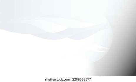Abstract background with circles and wave stripes, gray and white backdrop.