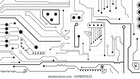 Abstract background with circuit board, technology design. High tech connection system