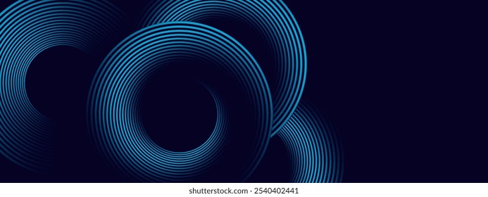 Abstract background with circular blue line patterns on dark background.