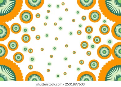 Abstract background with circular and flowers flat details 