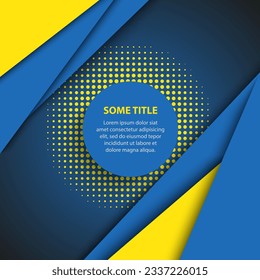 Abstract background with circular halftone in blue yellow design