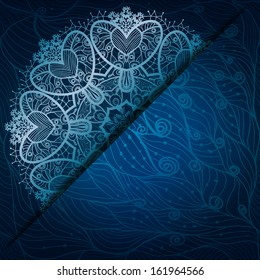 Abstract background with a circular pattern in the form of a snowflake. Winter theme. Christmas parties, shopping for gifts, decoration and invitations for your design. With room for your inscription.
