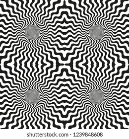 Abstract background circular patterns wavy line psychedelic hypnosis. Seamless pattern, vector illustration