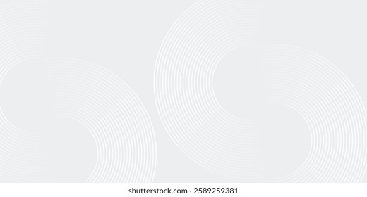 abstract background with circular wave patterns in soft gray tones. Minimalist and futuristic, featuring smooth, curved lines for a sleek, elegant, and stylish design aesthetic.