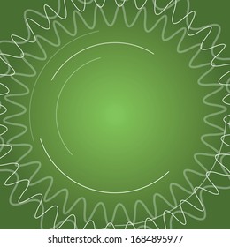 Antecedentes abstractos con arcos y curvas blancas y circulares. Ilustración de vectores sobre fondo verde claro