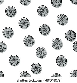 Abstract background with citruses in doodle style