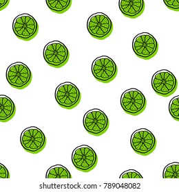 Abstract background with citruses in doodle style