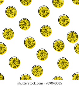Abstract background with citruses in doodle style
